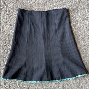 Modest Gray & Teal Striped A-Line/Pencil Girls Skirt with Teal Blue Sequim Trim